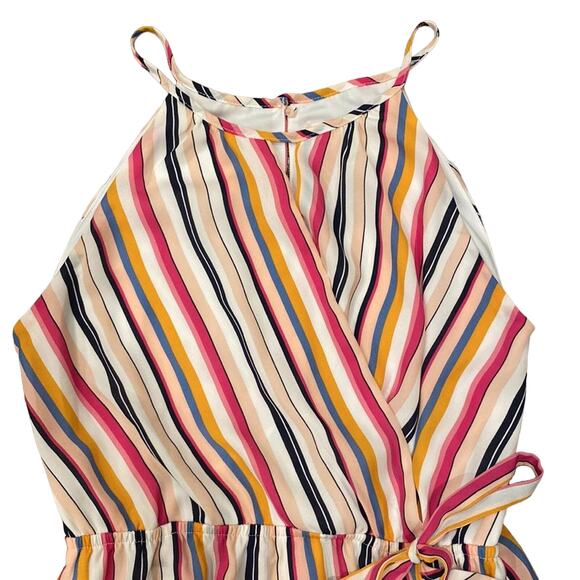 Mi Ami Women's Faux Wrap Striped Dress Multicolor Size M - Picture 2 of 9